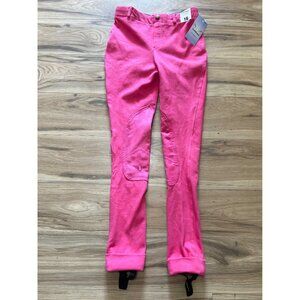 TuffRider Riding Jods Girls 16 Pink Embroidered Pull-On Outdoor NWT Equestrian